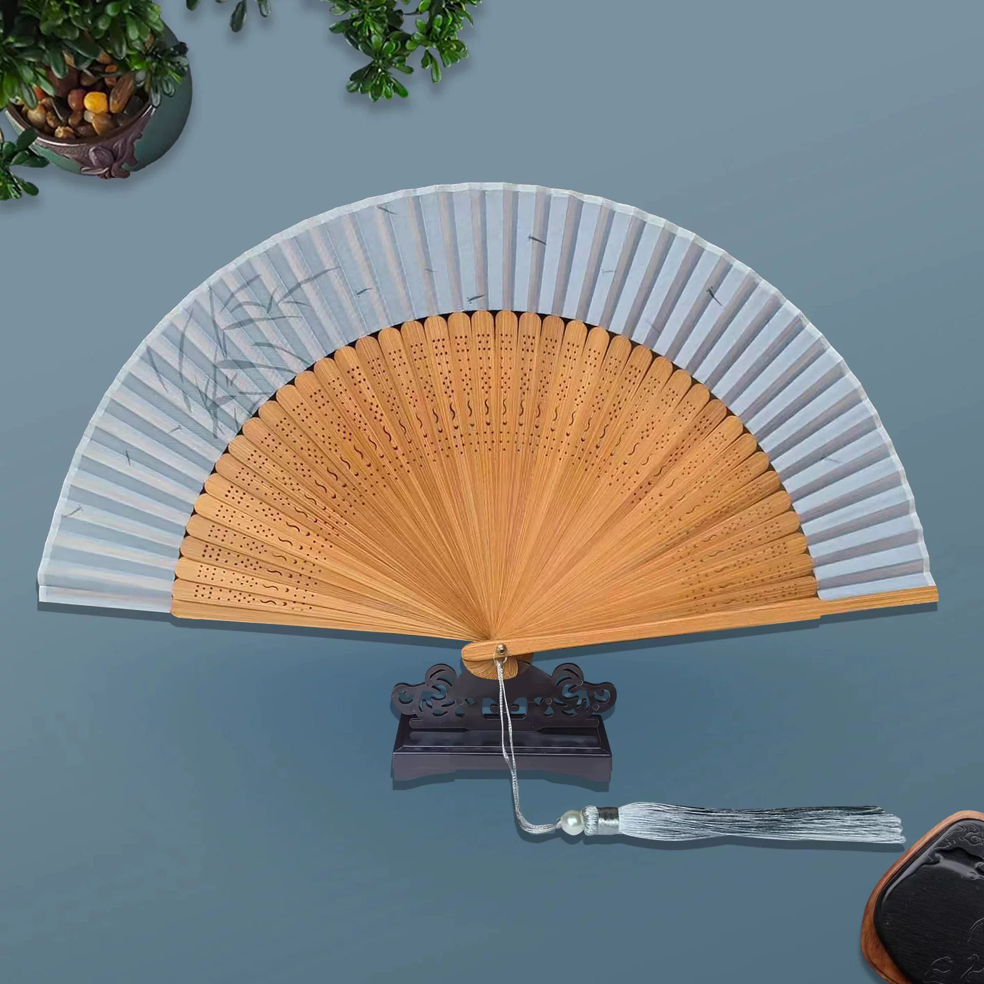 1pc Retro Bamboo Folding Fan,  - Console Retro Gaming Portable avaliação e preço