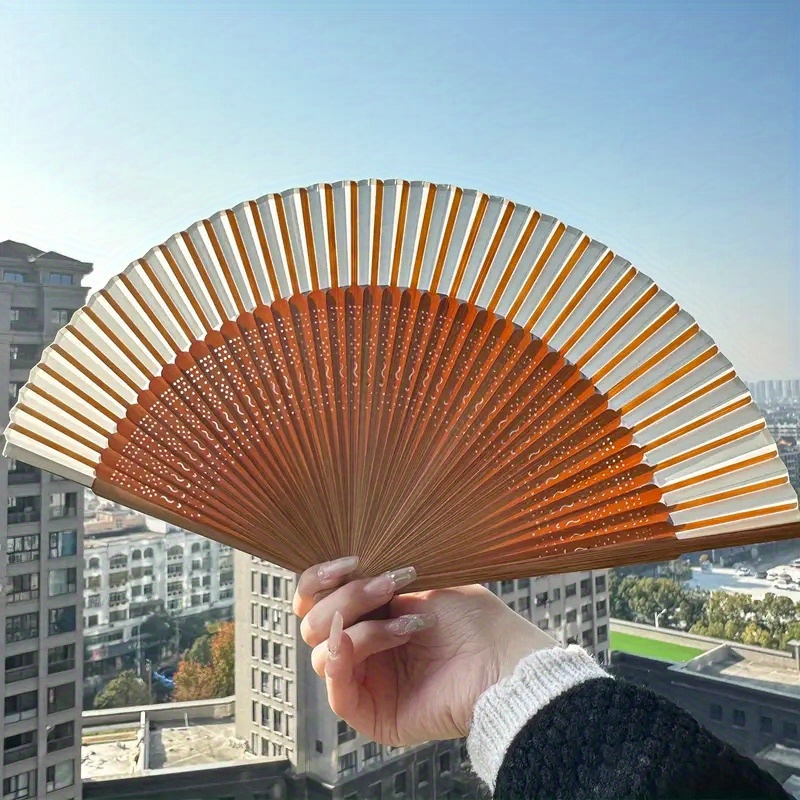 1pc Retro Bamboo Folding Fan,  - Console Retro Gaming Portable avaliação e preço