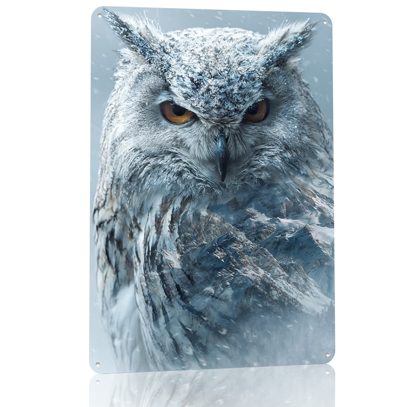 Snowy Owl With Mountain Landsc - Retro Gaming Overlay avaliação e preço