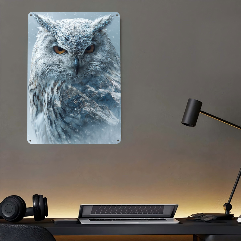 Snowy Owl With Mountain Landsc - Retro Gaming Overlay avaliação e preço