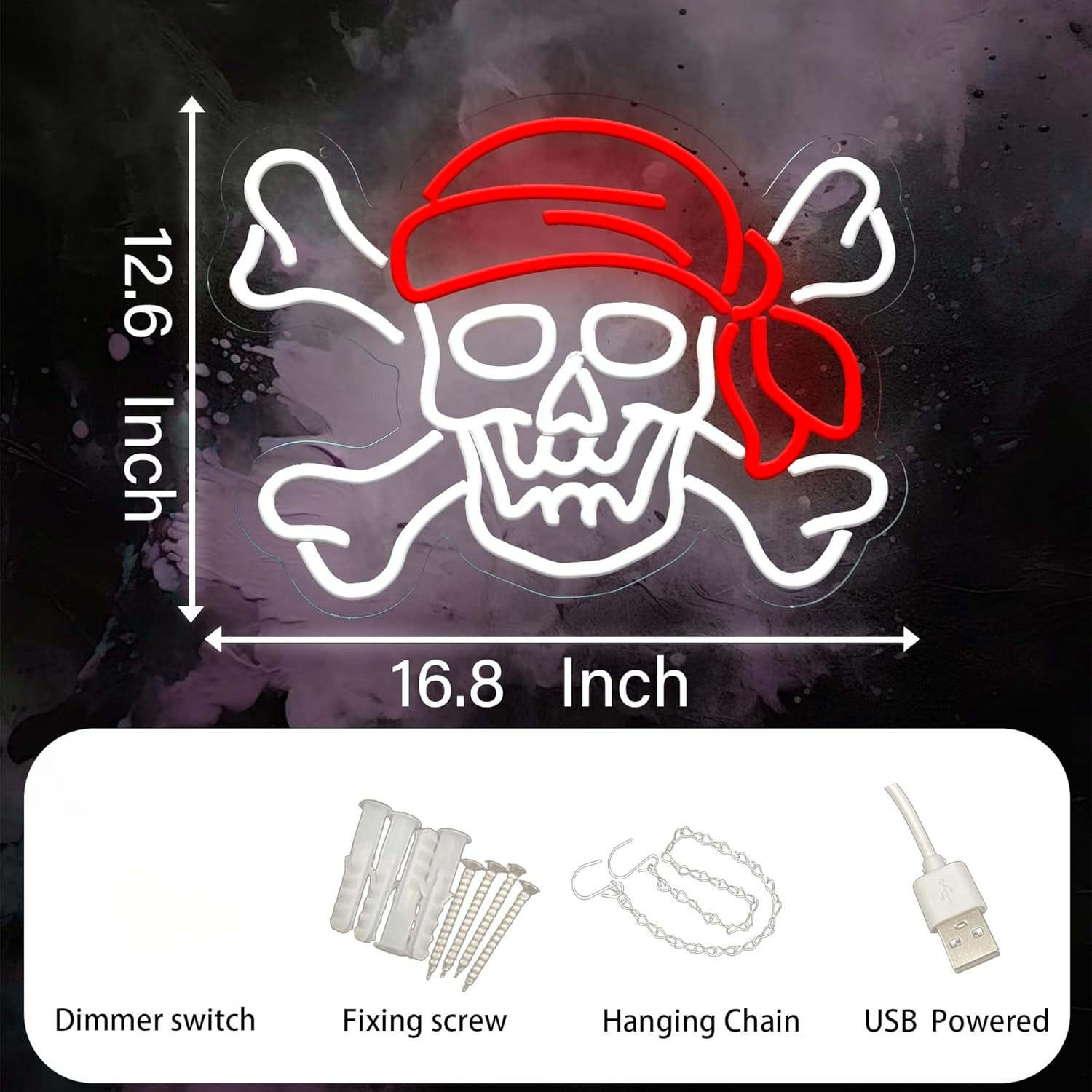 Pirate Skull USB Dimmable Neon - Retro Gaming Gifts For Men avaliação e preço