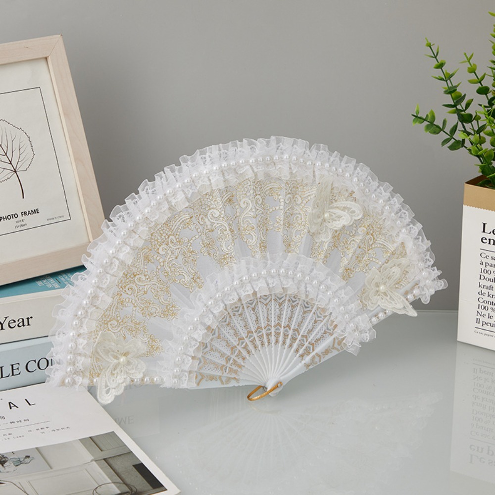 White Lolita Lace Hand Fan Han - Console Retro Gaming Portable avaliação e preço